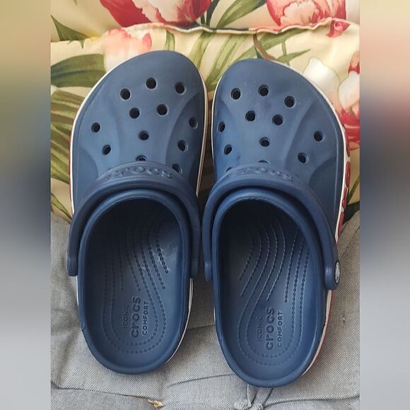 Crocs Crocband Clog Kids Size 6 Iconic Comfort Shoes Navy Blue Red - Picture 6 of 10